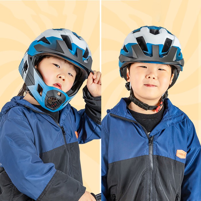 Rockbros TS-61 10110061002 Children&amp;#39;s Bike Helmet with Detachable Chin Size M (54-57) - Blue